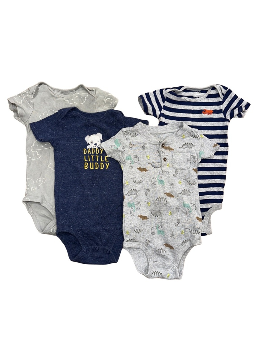 Carter's 4-Pack Short Sleeve Bodysuits - Navy, Gray, Heather
